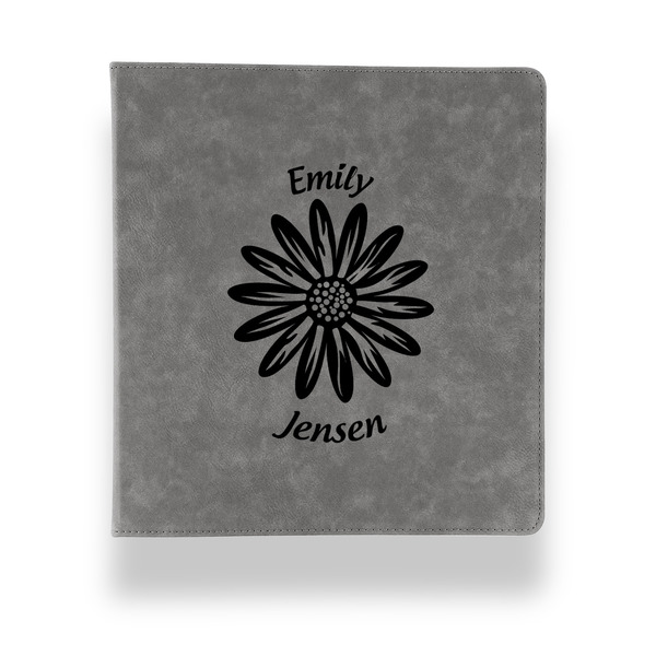 Daisies Leather Binder - 1" - Grey - Front View