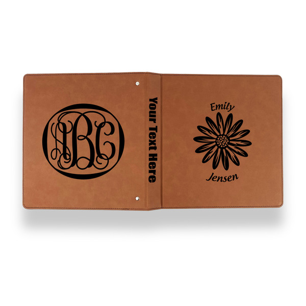 Daisies Leather Binder - 1" - Rawhide - Back Spine Front View