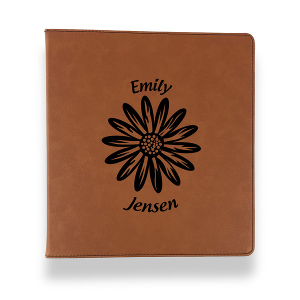 Daisies Leather Binder - 1" - Rawhide - Front View