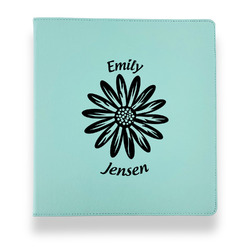 Daisies Leather Binder - 1" - Teal (Personalized)