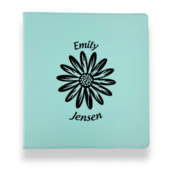 Daisies Leather Binder - 1" - Teal (Personalized)