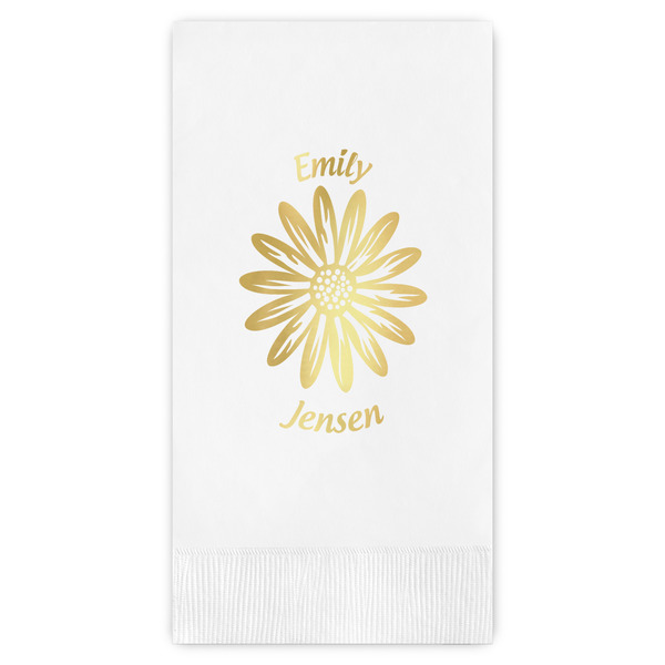 Custom Daisies Guest Napkins - Foil Stamped (Personalized)