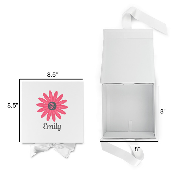 Daisies Gift Boxes with Magnetic Lid - White - Open & Closed