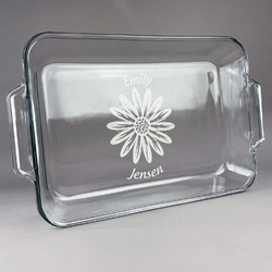 Daisies Glass Baking Dish with Truefit Lid - 13in x 9in (Personalized)