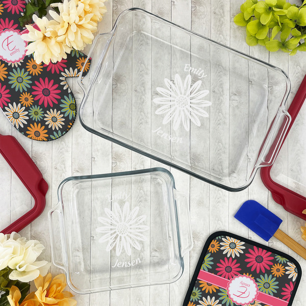 Daisies Glass Baking Dish Set - LIFESTYLE