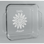 Daisies Glass Cake Dish - 8in x 8in (Personalized)