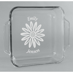 Daisies Glass Cake Dish - 8in x 8in (Personalized)