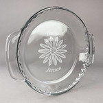 Daisies Glass Pie Dish - 9.5in Round (Personalized)