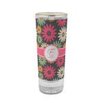 Daisies 2 oz Shot Glass -  Glass with Gold Rim - Set of 4 (Personalized)