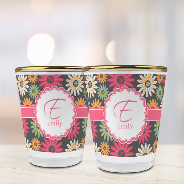 Daisies Glass Shot Glass - with gold rim - LIFESTYLE