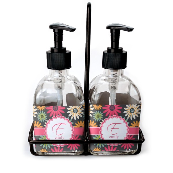 Custom Daisies Glass Soap & Lotion Bottle Set (Personalized)