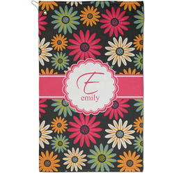 Daisies Golf Towel - Poly-Cotton Blend - Small w/ Name and Initial
