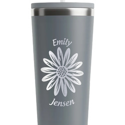 Daisies RTIC Everyday Tumbler with Straw - 28oz - Grey - Single-Sided (Personalized)