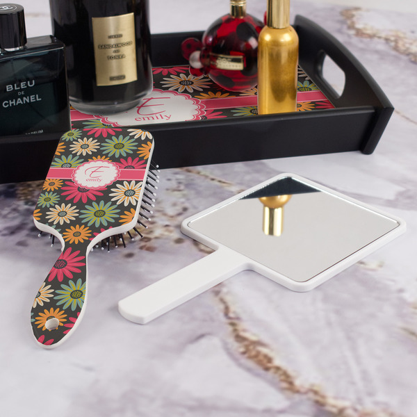 Daisies Hair Brush - With Hand Mirror