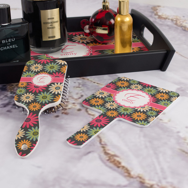 Daisies Hair Brush and Hand Mirror - Bathroom Scene