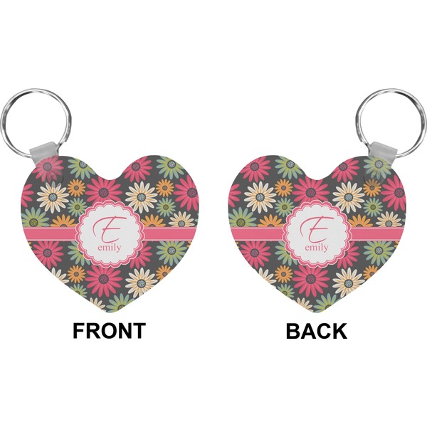 Daisies Heart Keychain (Front + Back)
