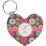 Daisies Heart Plastic Keychain w/ Name and Initial