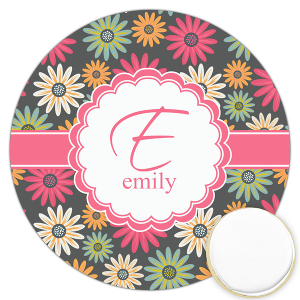 Custom Daisies Printed Cookie Topper - 3.25" (Personalized)