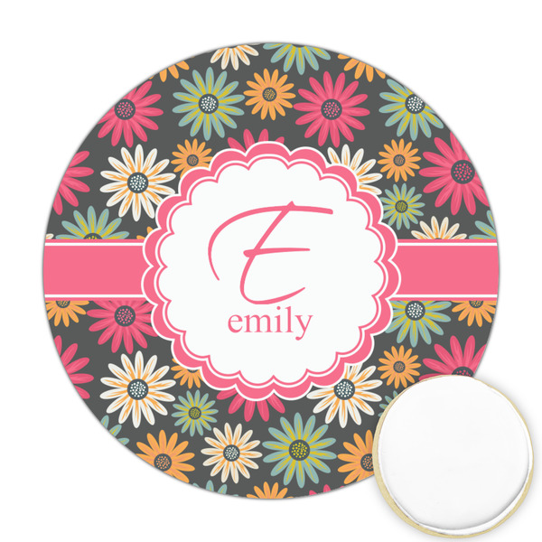 Custom Daisies Printed Cookie Topper - Round (Personalized)