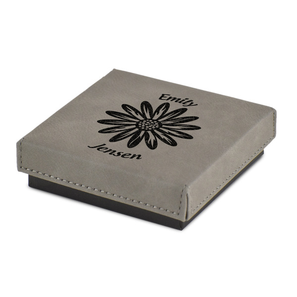 Custom Daisies Jewelry Gift Box - Engraved Leather Lid (Personalized)