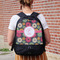 Daisies Large Backpack - Black - On Back