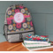 Daisies Large Backpack - Gray - On Desk