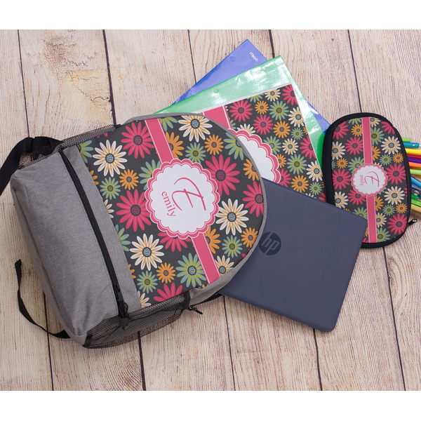 Daisies Large Backpack - Gray - With Stuff