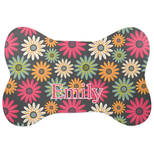 Custom Daisies Bone Shaped Dog Food Mat (Personalized)
