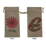 Daisies Large Burlap Gift Bag - Front & Back (Personalized)