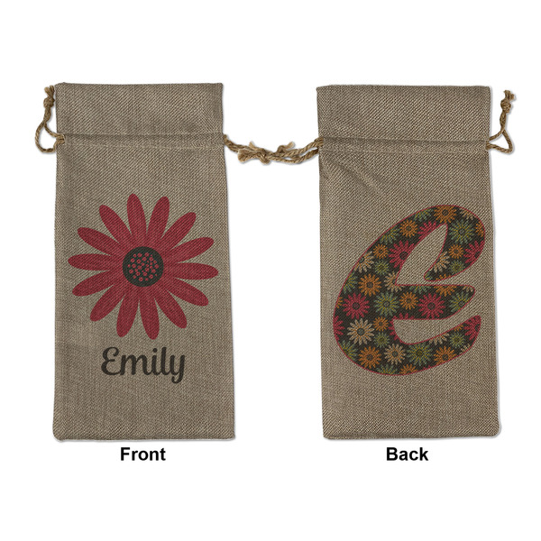Custom Daisies Large Burlap Gift Bag - Front & Back (Personalized)
