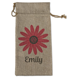 Daisies Large Burlap Gift Bag - Front (Personalized)