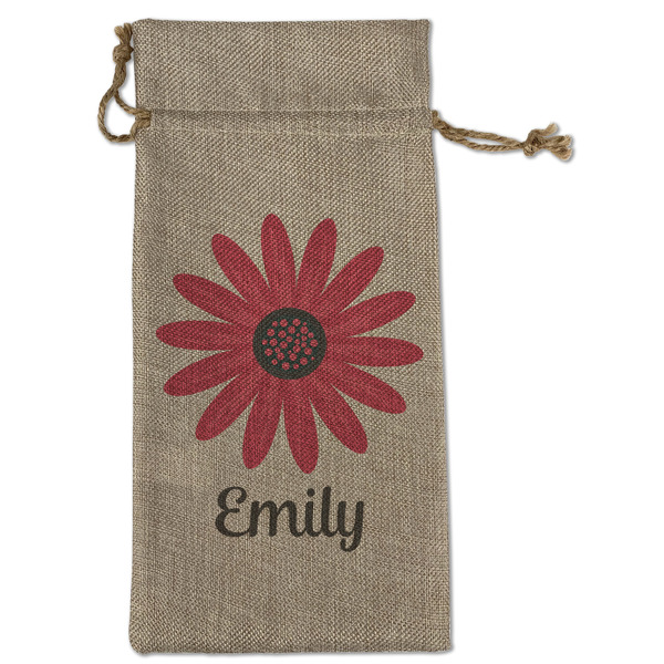 Daisies Large Burlap Gift Bags - Front