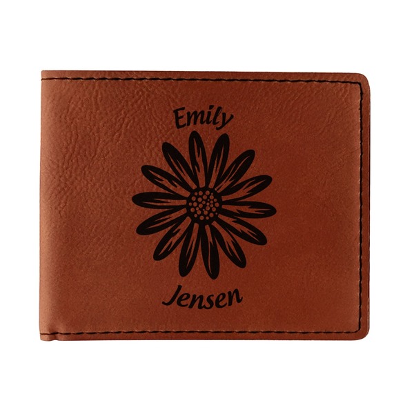 Custom Daisies Leatherette Bifold Wallet (Personalized)