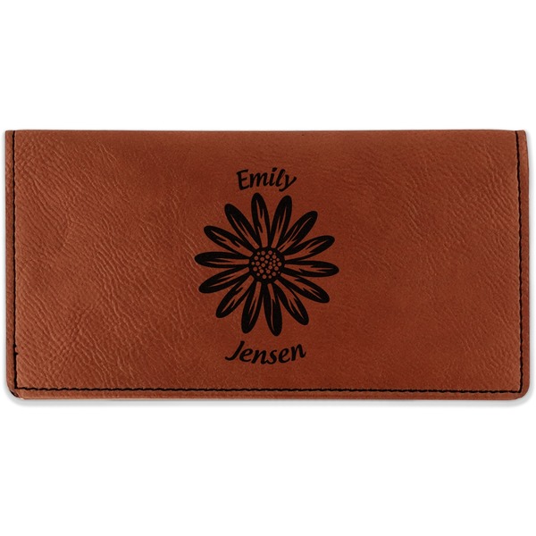 Custom Daisies Leatherette Checkbook Holder - Double Sided (Personalized)