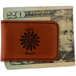 Daisies Leatherette Magnetic Money Clip - Single Sided (Personalized)