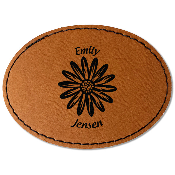 Custom Daisies Faux Leather Iron On Patch - Oval (Personalized)