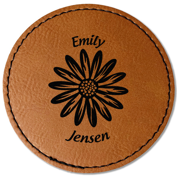 Custom Daisies Faux Leather Iron On Patch - Round (Personalized)