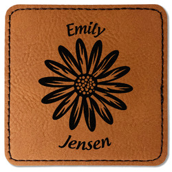 Daisies Faux Leather Iron On Patch - Square (Personalized)