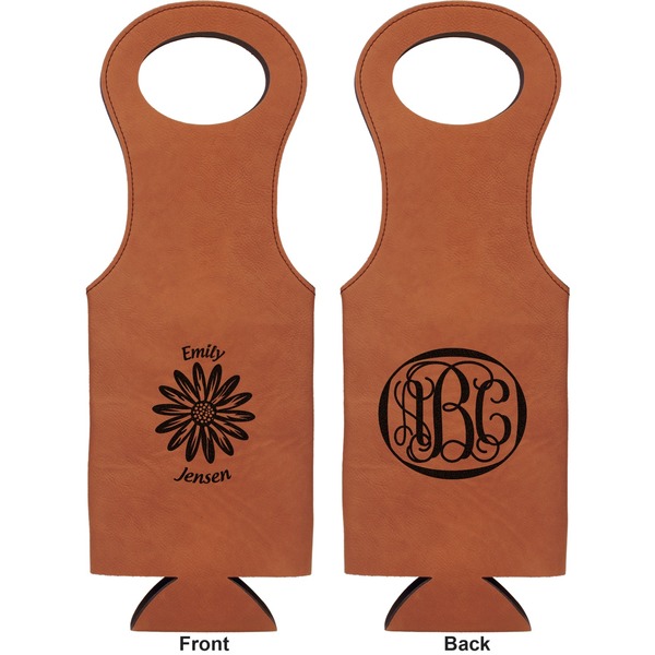 Daisies Leatherette Wine Tote Double Sided - Front and Back
