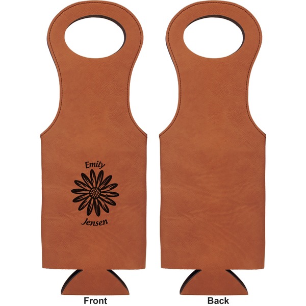 Daisies Leatherette Wine Tote Single Sided - Front and Back