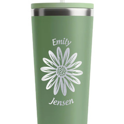 Daisies RTIC Everyday Tumbler with Straw - 28oz - Light Green - Single-Sided (Personalized)