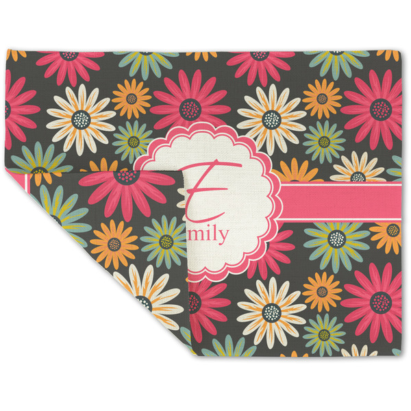 Custom Daisies Double-Sided Linen Placemat - Single w/ Name and Initial