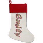 Daisies Red Linen Stocking (Personalized)