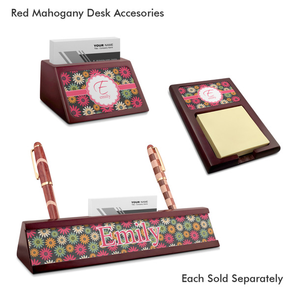 Daisies Mahogany Desk Accessories