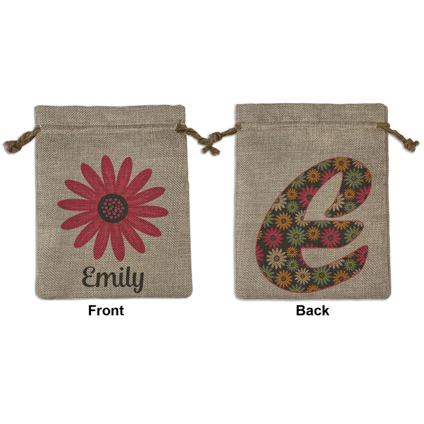 Custom Daisies Medium Burlap Gift Bag - Front & Back (Personalized)