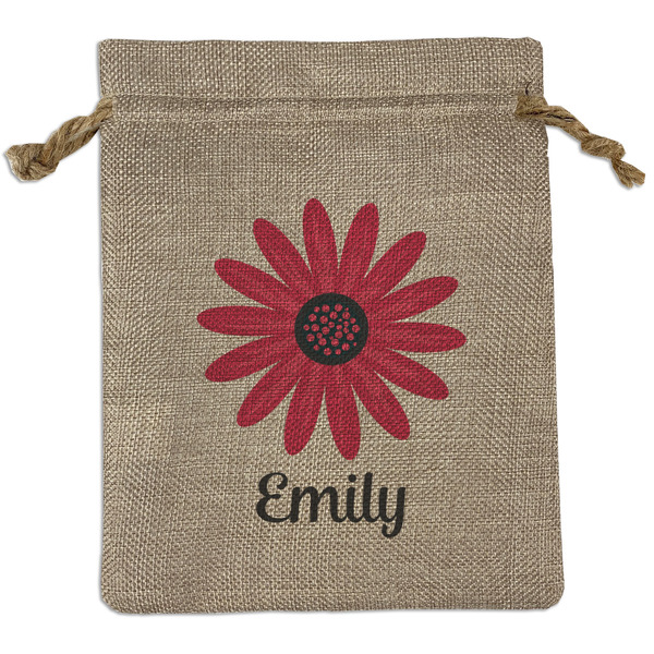 Custom Daisies Medium Burlap Gift Bag - Front (Personalized)