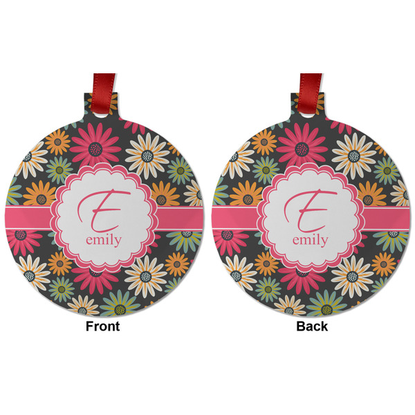 Daisies Metal Ball Ornament - Front and Back