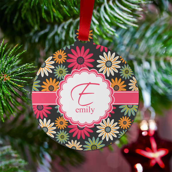 Daisies Metal Ball Ornament - Lifestyle