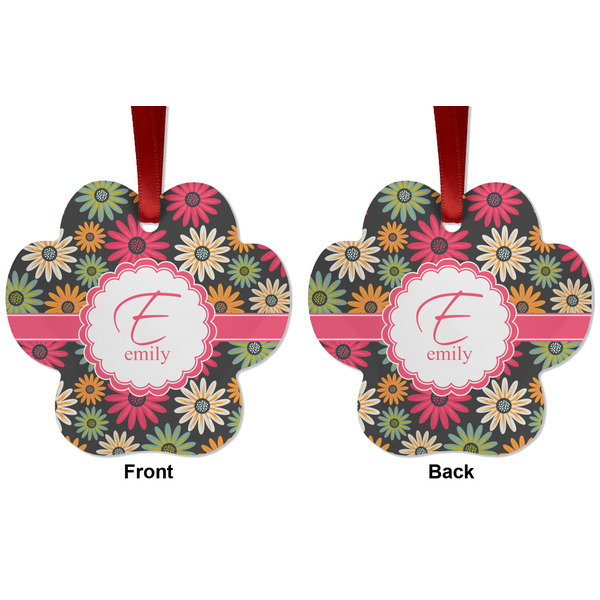 Daisies Metal Paw Ornament - Front and Back