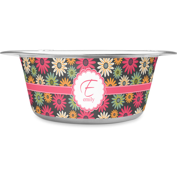 Custom Daisies Stainless Steel Dog Bowl - Large (Personalized)